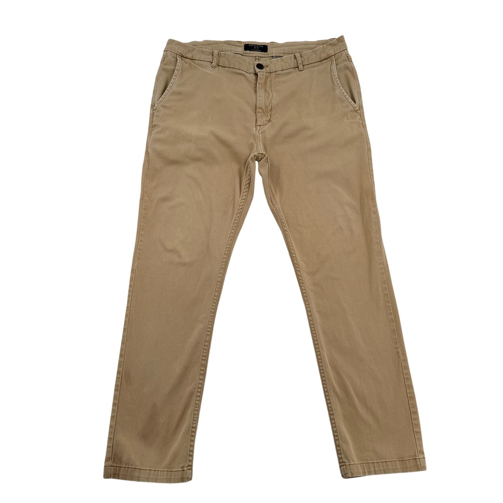 Matchstick Argus Mens Khaki Chino Pants Tan Cotton Stretch Straight Leg 36x28.5